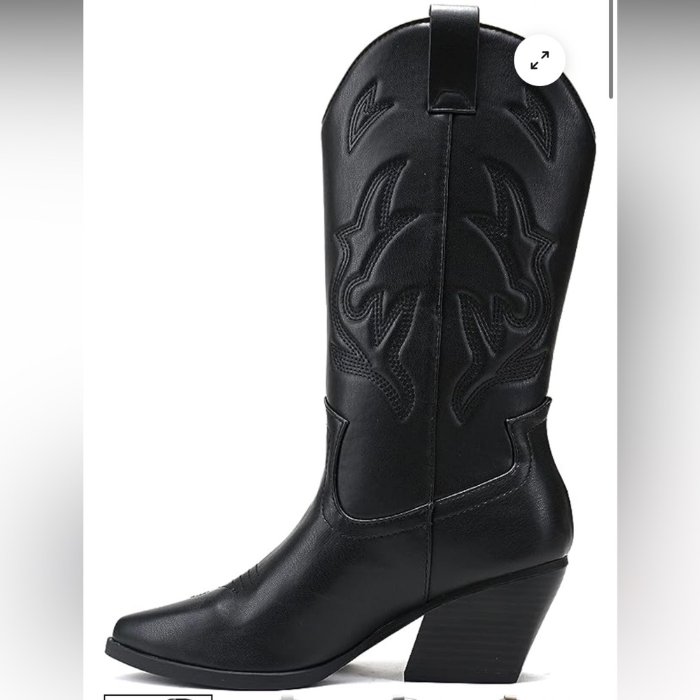 Soda Black Heeled Western Boots